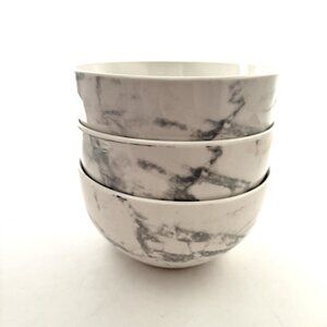 ROYAL NORFOLK Set of 3 White Marble Bowls Soup Salad Dishwasher Microwave Safe